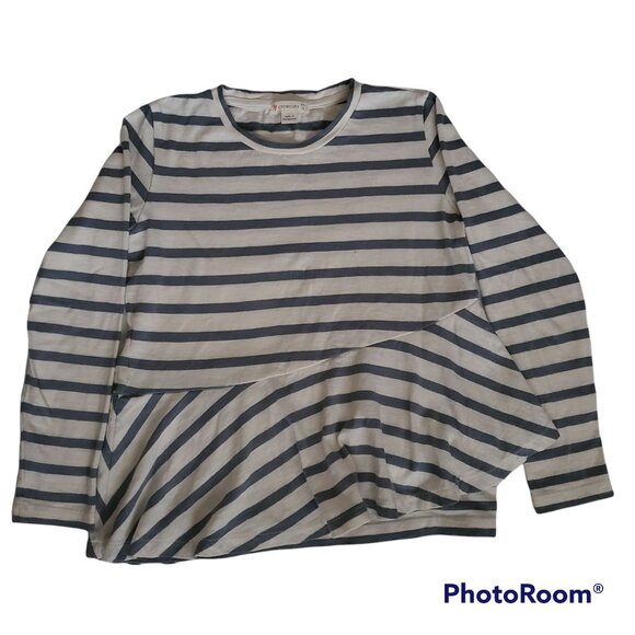 J. Crew Crewcuts Kids Girls Striped Asymmetrical Peplum Long Sleeve Top Size 8 - Picture 3 of 13